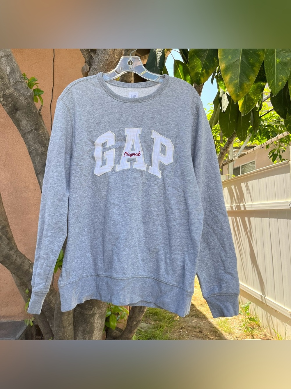 Gap Grey Sweatshirt with a Large White "Gap" Logo with  "Original" Embroidered